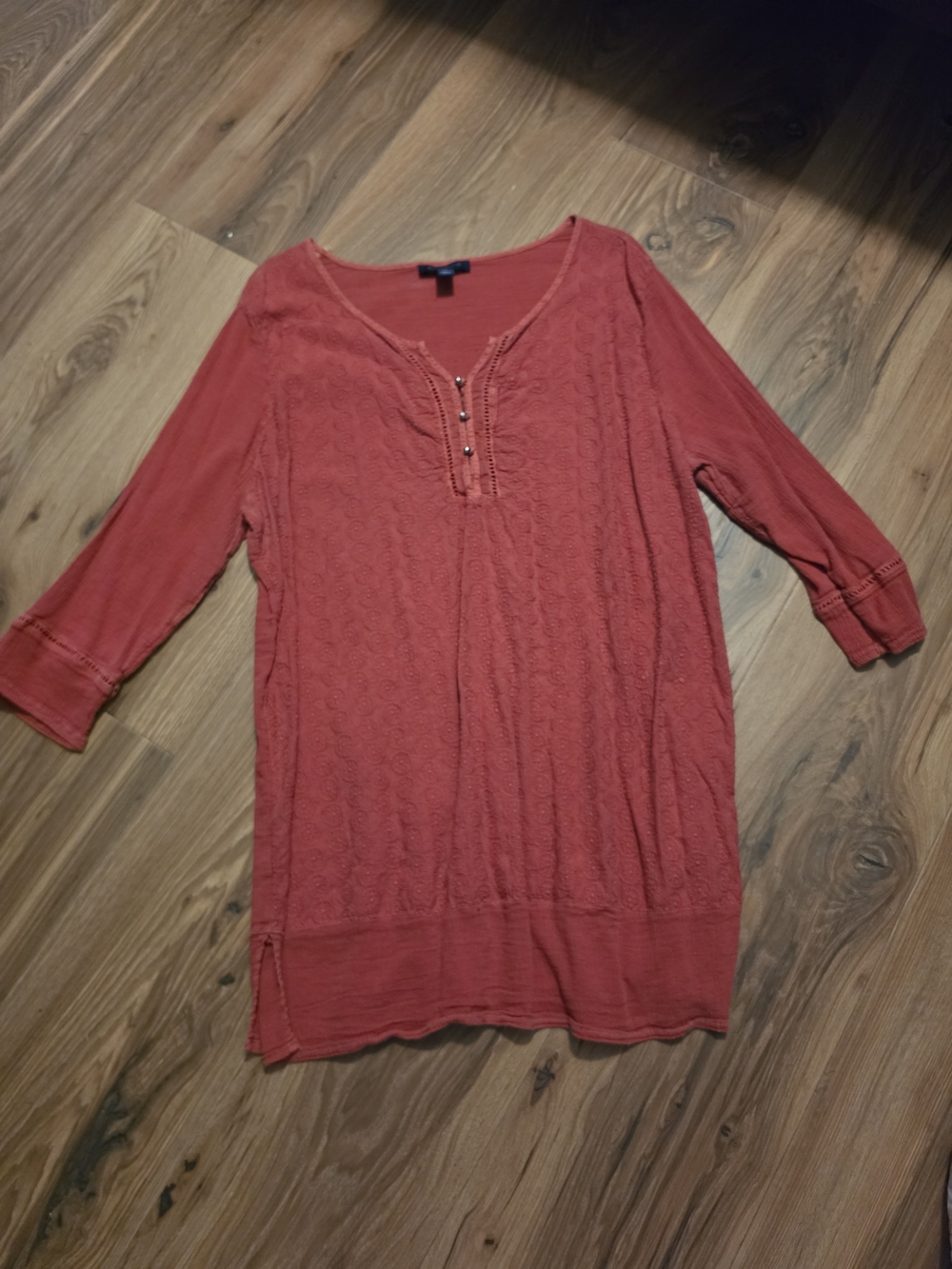 Rust Red Women's Henley Knit Tunic